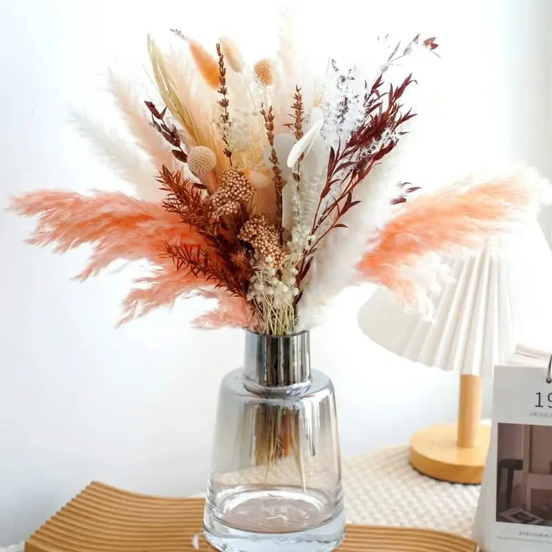 QUARKZMAN 60pcs Queue De Lapin Naturelle Fleurs Séchées Lagurus Ovatus Orange - Décoration Florale