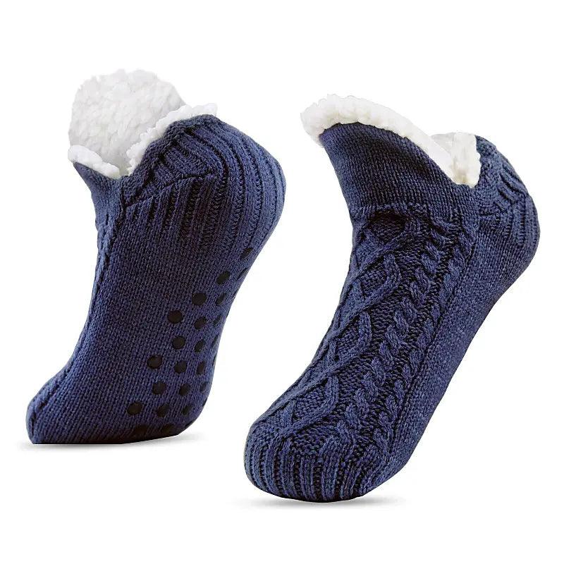 Gather Other Chaussettes Épaisses Laine Antidérapantes Chausson Maison - Modèle Noir 36-41
