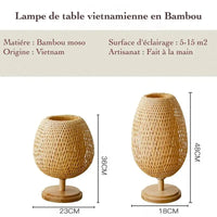 Luminaire en Bambou : l'artisanat du Bambou Lampe de Chevet Naturelle