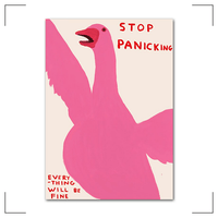 Pop art  oie rose "arrête de paniquer, tout ira bien"