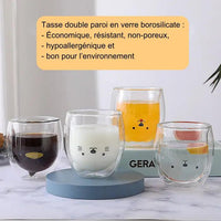 Tasse canard en verre double paroi en verre borosilicate.