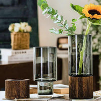 Vase en verre et bois massif - 100pour100cocooning
